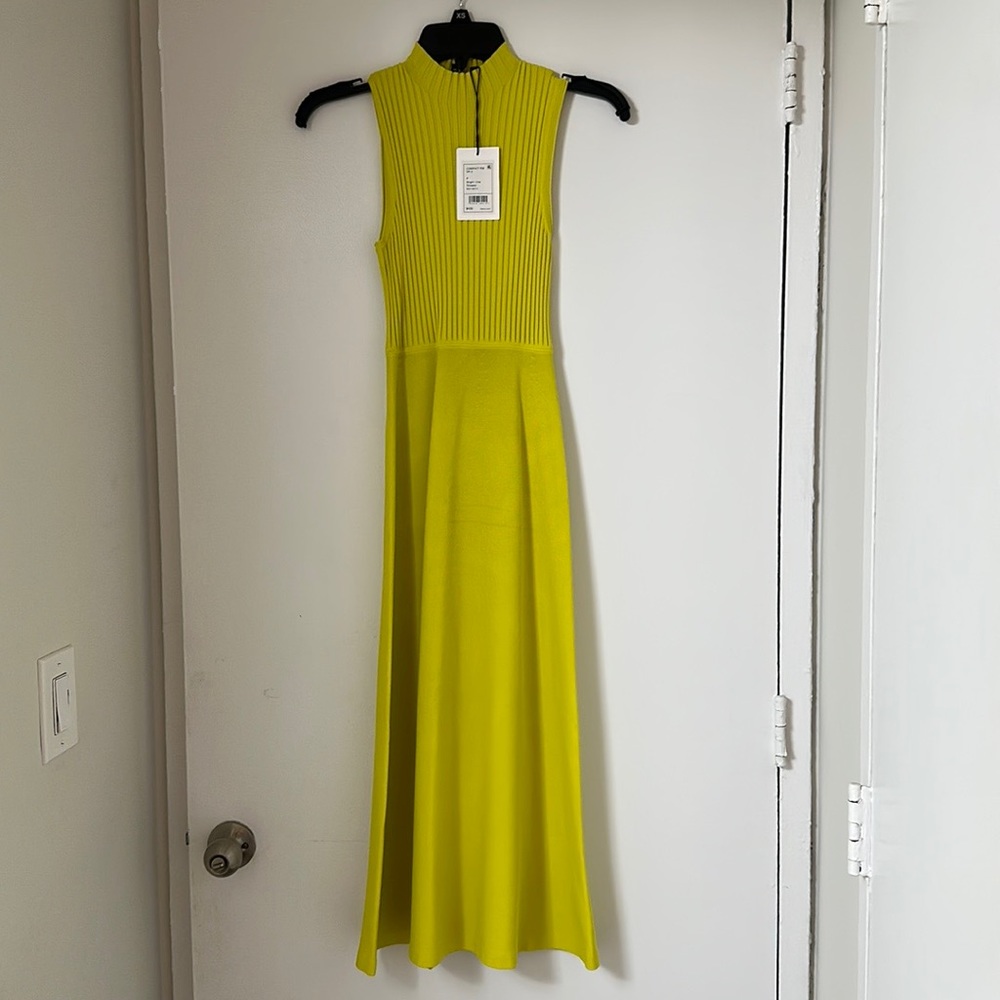 Theory Compact rib DR dress in petite small in lime green